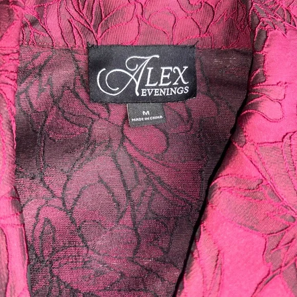 Alex Evenings Burgundy Floral Jacket Blazer - Picture 4 of 5